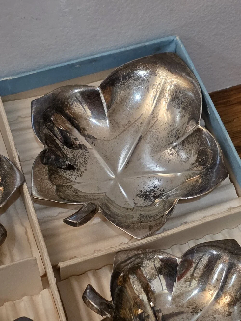 Tiffany & Co. Sterling Silver Leaf Shaped Nut Candy Trinket Dish - Set Of 4
